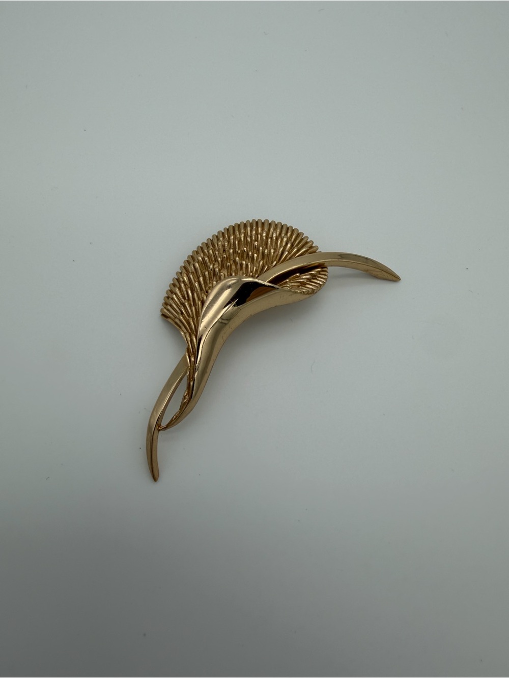 Vintage Trifari Gold-Tone Sculptural Leaf Brooch
